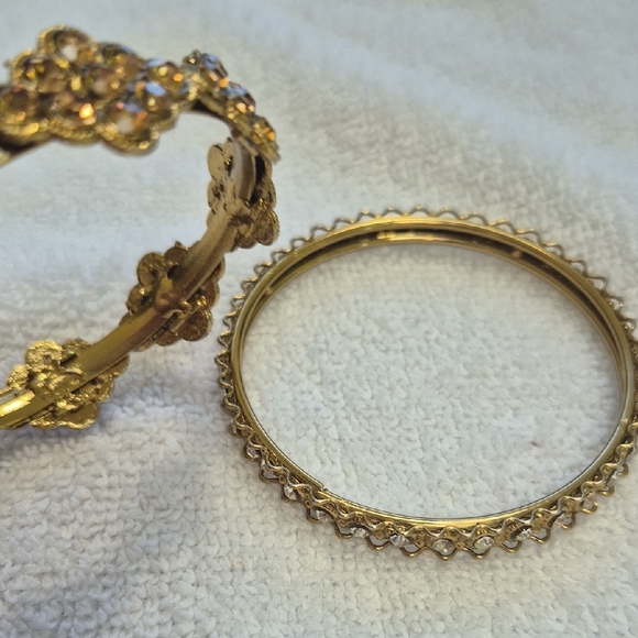 Elegant Gold-Tone Bangle & Rhinestone Bangle - Picture 5 of 8
